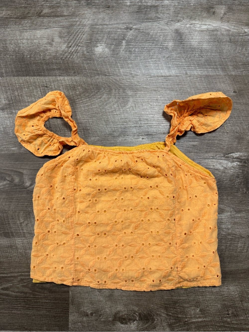 Mi Ami Francesca’s Orange Eyelet Tank Top Size Small
